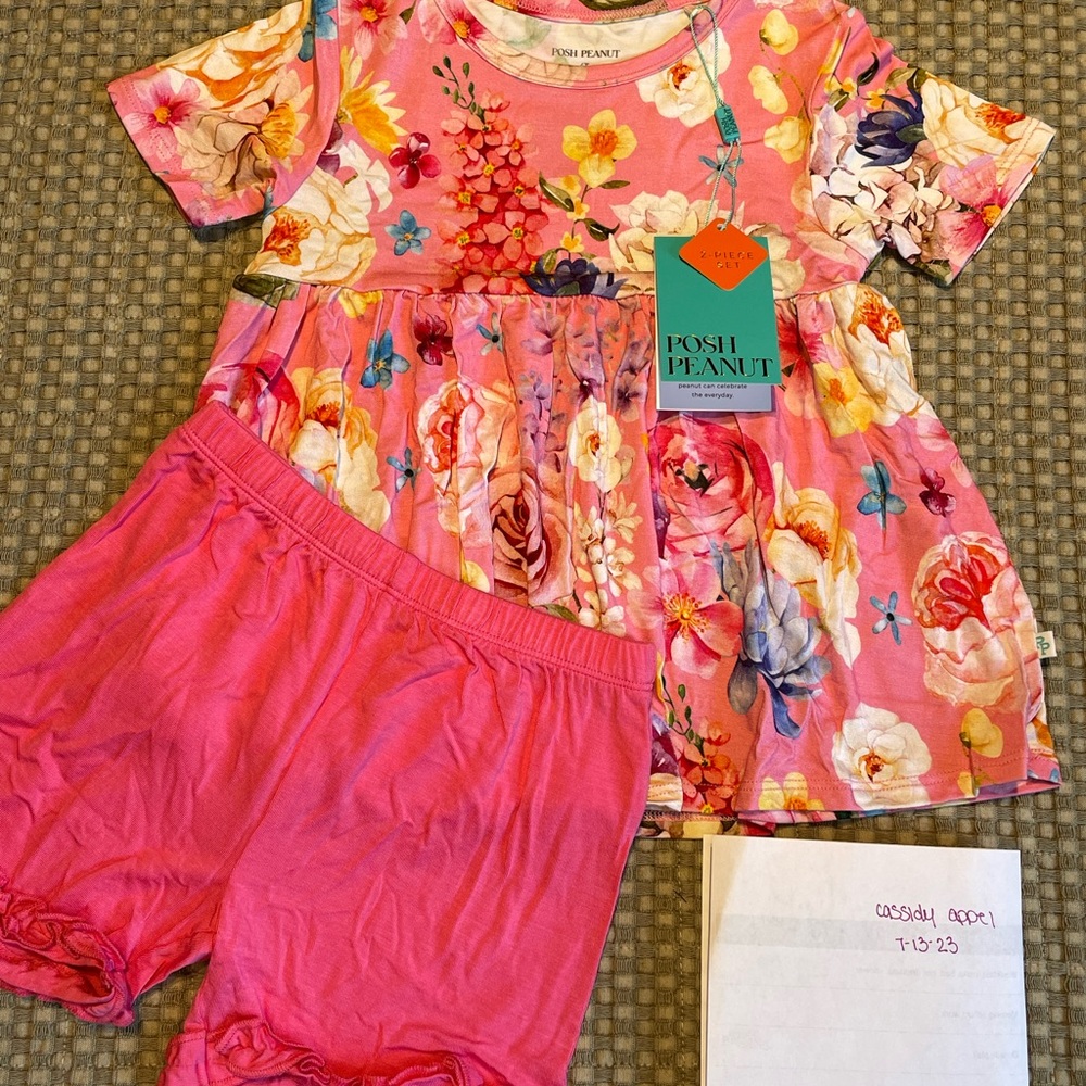 Posh Peanut Chantria Peplum Ruffled Shorts Set